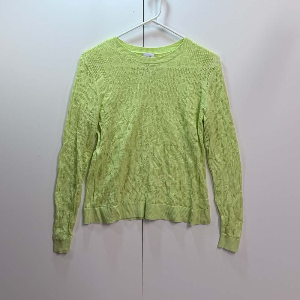 New 2026 Cabi Style 6655 Lime Green Textured Knit Pullover Sweater